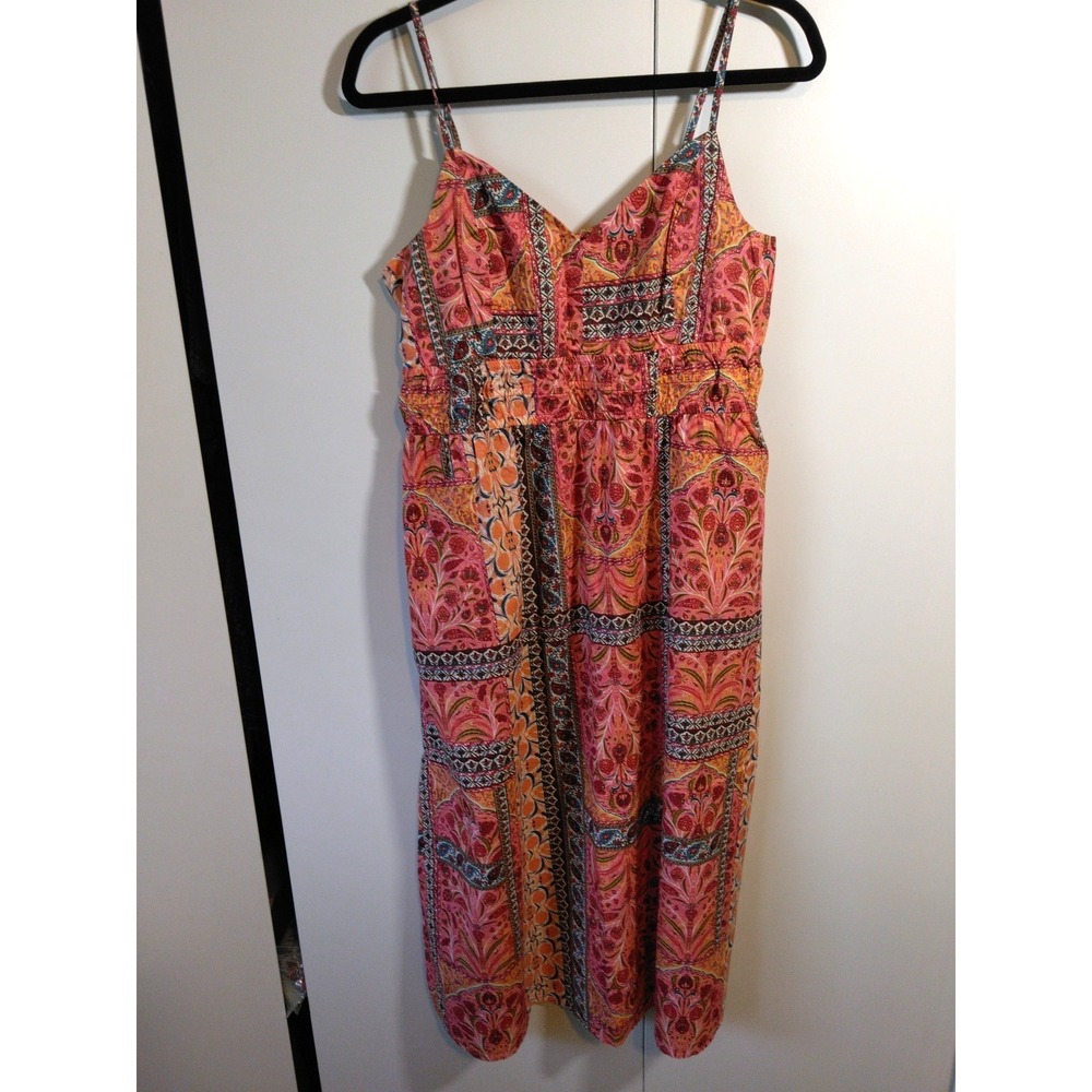 Old Navy Floral Patchwork Print Waist Cinched Maxi Dress Size M Boho Cottage
